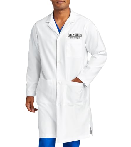 Personalized Embroidered Lab Coat for Men 42 Inch Add Your Name Text Custom Medical Laboratory Coat Small