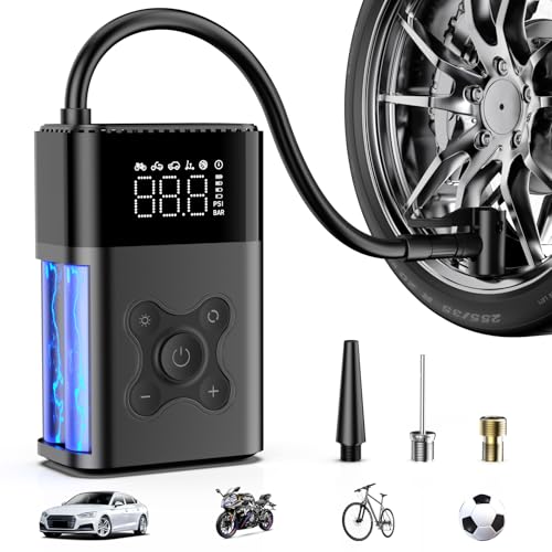 ZSX Tire Inflator Portable Air Compressor, 150 PSI Air Pump for Car, Electric Bike Pump with Digital Tire Pressure Gauge, Portable Tire Inflator for Compact Car, Electric Motorcycle, Bike (Black)
