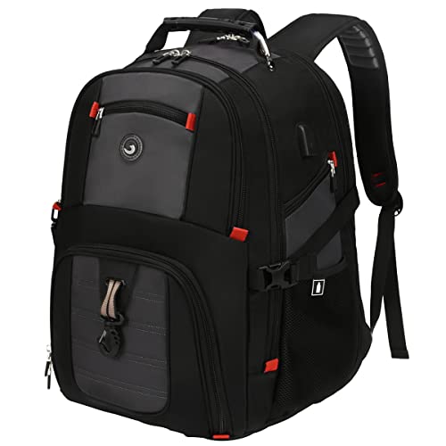 SHRRADOO Extra Large 50L Travel Laptop Backpack with USB Charging Port, College High School Backpack Airline Approved Business Work Bag Fits 17 Inch Computer for Men Women