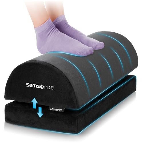 Samsonite Ergonomic Foot Rest, Adjustable Memory Foam Foot Stool for Under Desk at Work, Office Desk Accessories for Long Sessions and Comfort