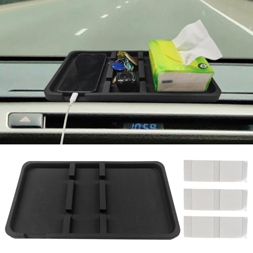 DUSCOKE Large Dashboard Mat for Car, Anti-Slip Auto Phone Holder Tray, Universal Auto Dashboard Organizer Pad Accessories for Smartphone, GPS, Keychains, Sunglasses, Parking Card Number Plate