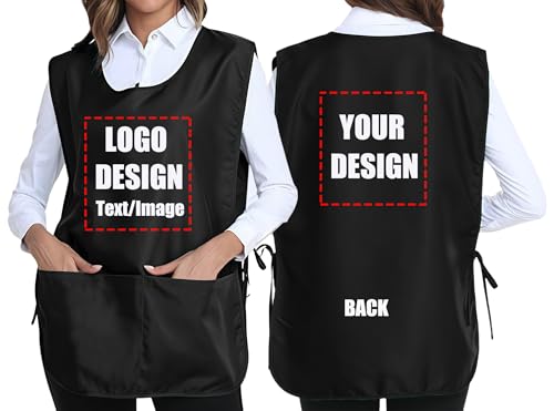 Shmimy Custom Cobbler Apron Unisex with Pockets for Painting Cleaning Artiest Waterproof Apron Customized Text Logo Picture