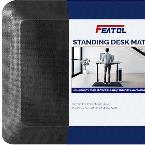 FEATOL Anti Fatigue Mat for Standing, 9/10 Extra Thick Ergonomic Standing Desk Mat, Comfort & Durable Memory Foam Standing Mat at Home,Office All Day (20" x 32", Black)