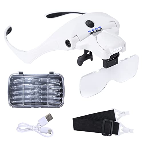 YOCTOSUN Rechargeable Headband Magnifier with LED Lights