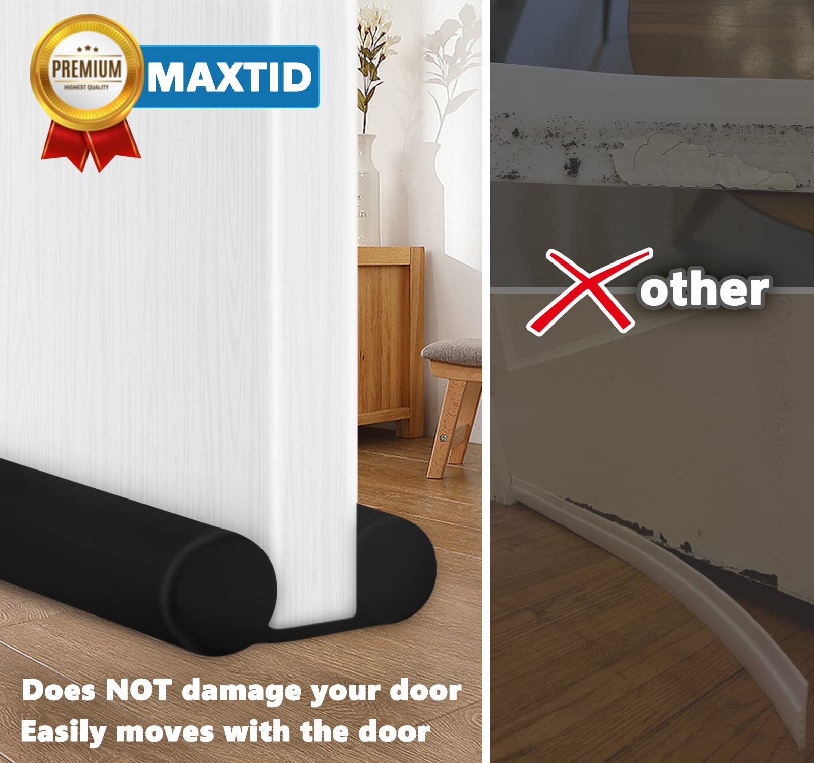 MAXTID Under Door Draft Stopper (38-Inch Black)