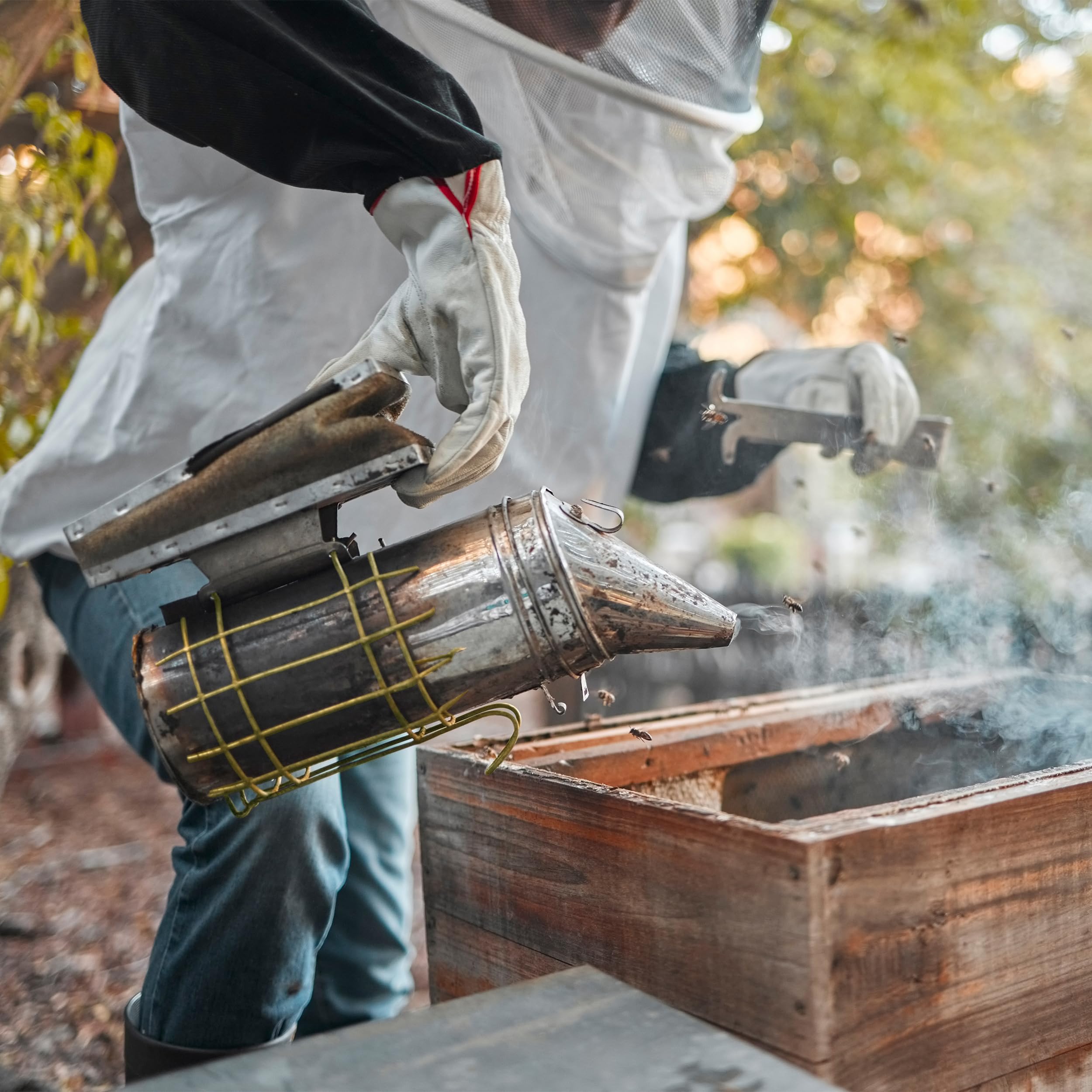 Rural365 Stainless Steel Bee Smoker Kit with Heat Shield