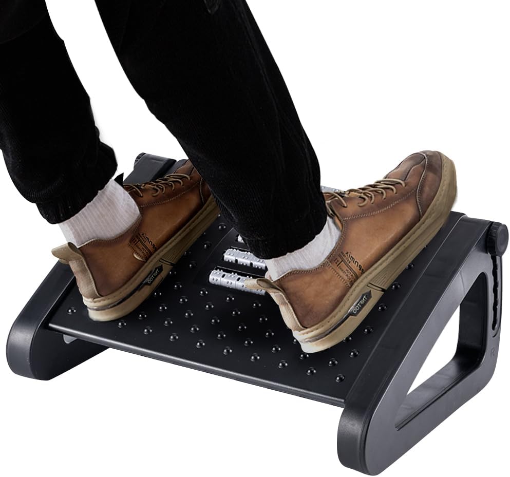 Under Desk Footrest - Adjustable Ergonomic with Massage Roller