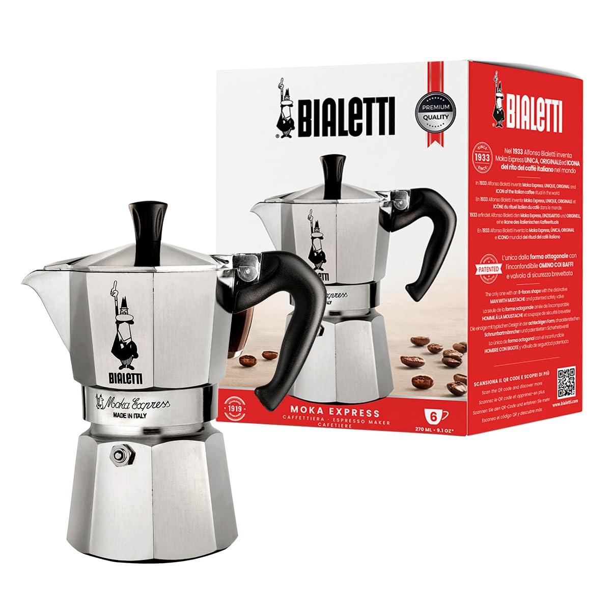 Bialetti Moka Express Stovetop Espresso Maker (6-Cup)