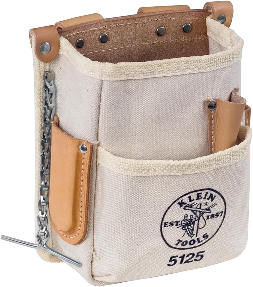 Klein Tools 5-Pocket Canvas Tool Pouch with Belt Tunnel