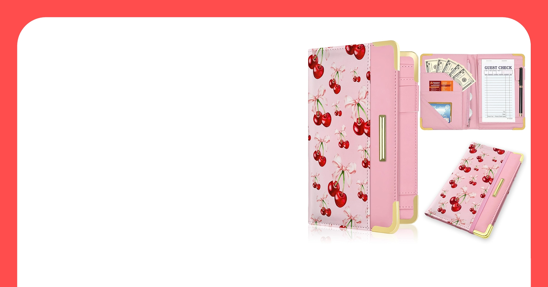 Professional Server Book - Leather Organizer with Zipper