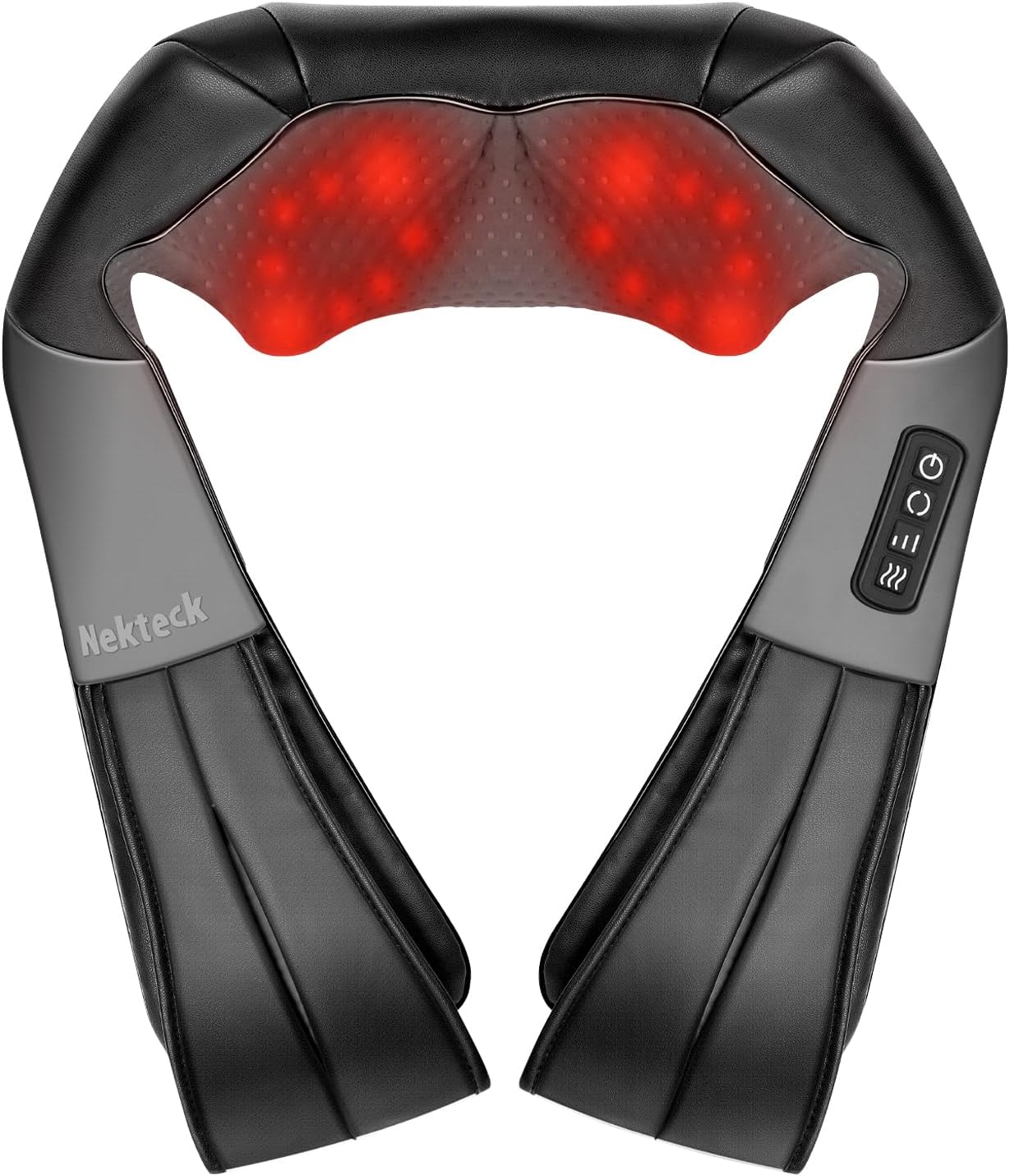 Nekteck Shiatsu Heated Deep Kneading Neck and Back Massager