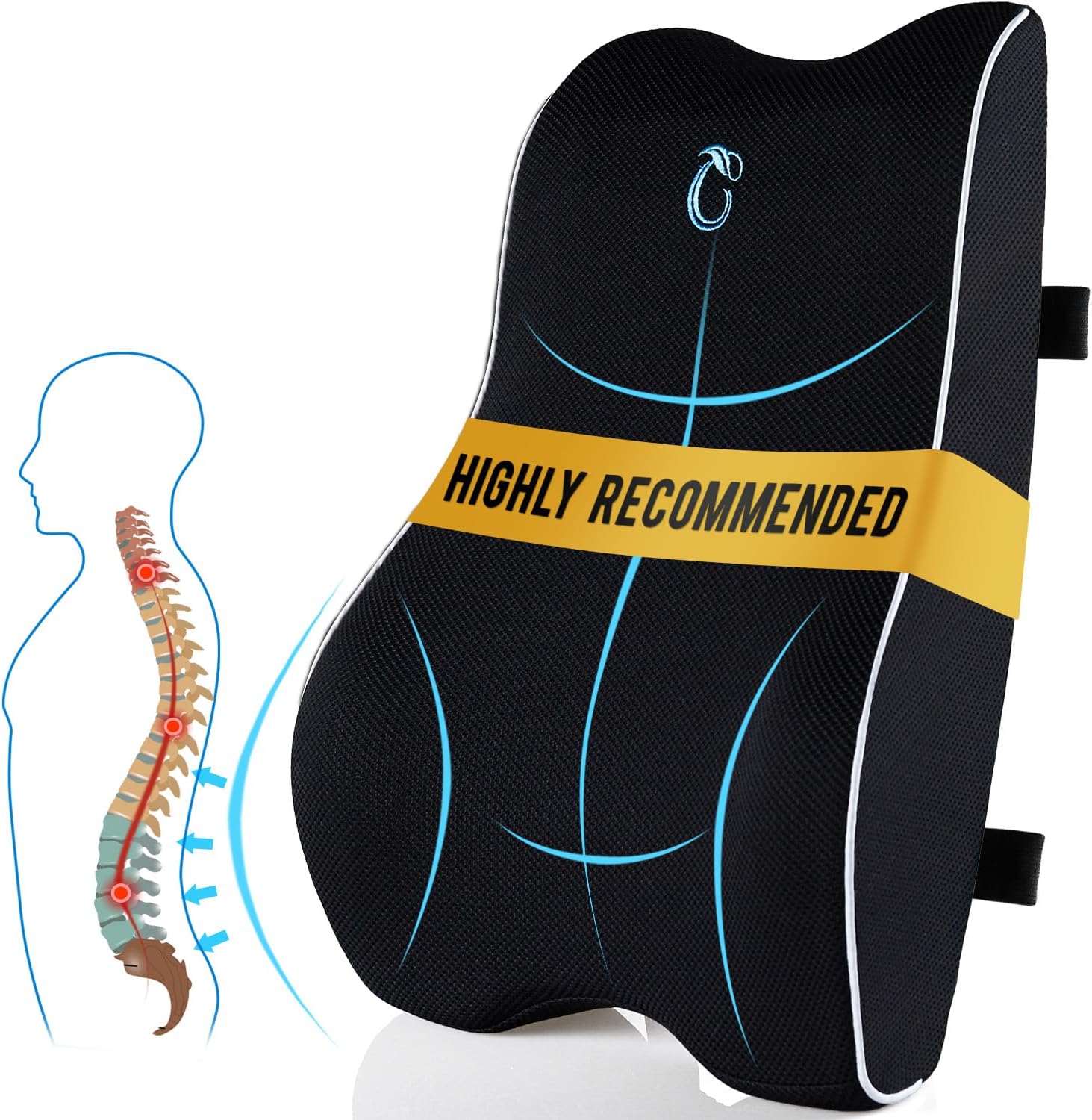 Ergonomic Lumbar Support Pillow for Office Chair - Memory Foam