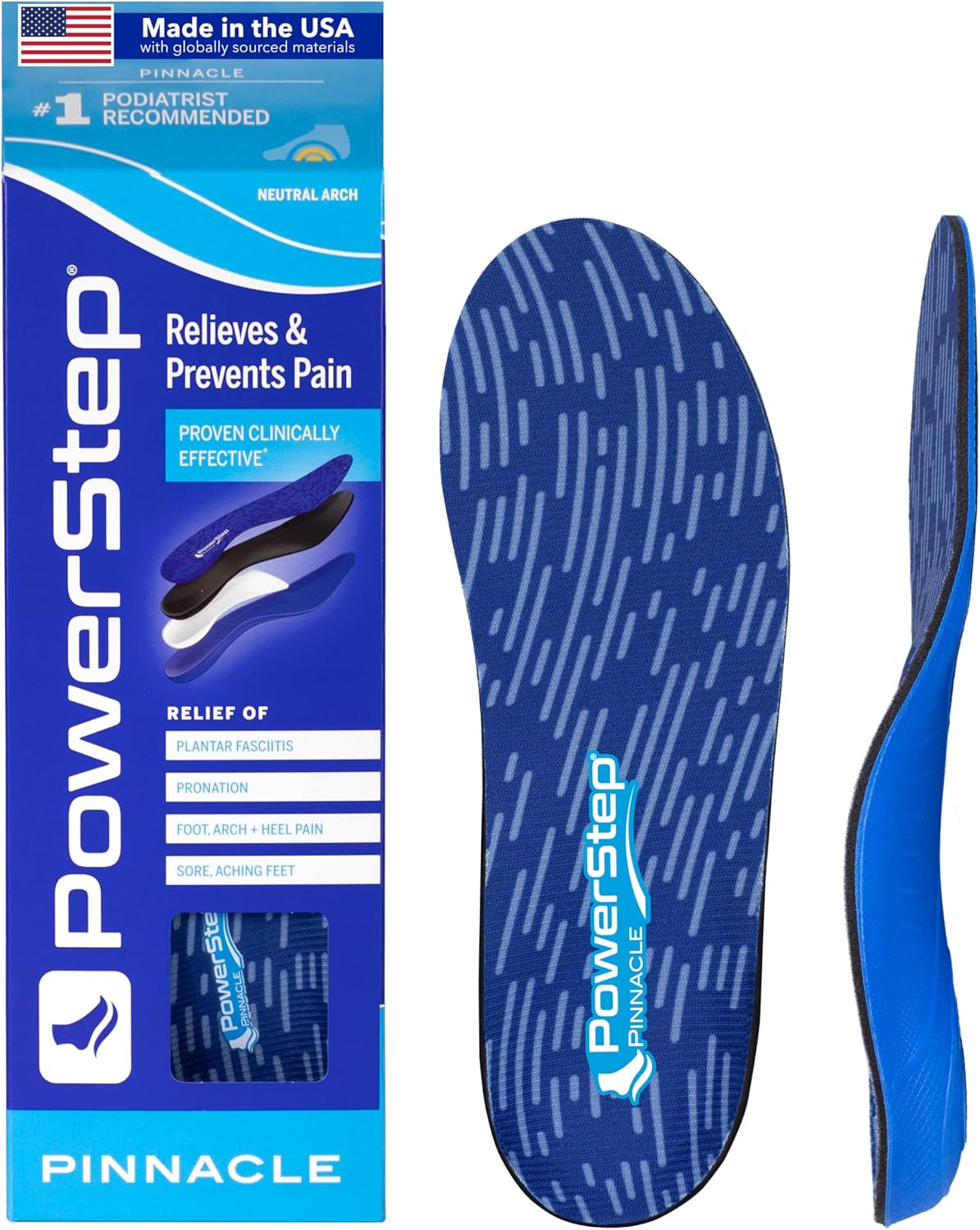 Powerstep Pinnacle Arch Support Orthotic Shoe Insoles