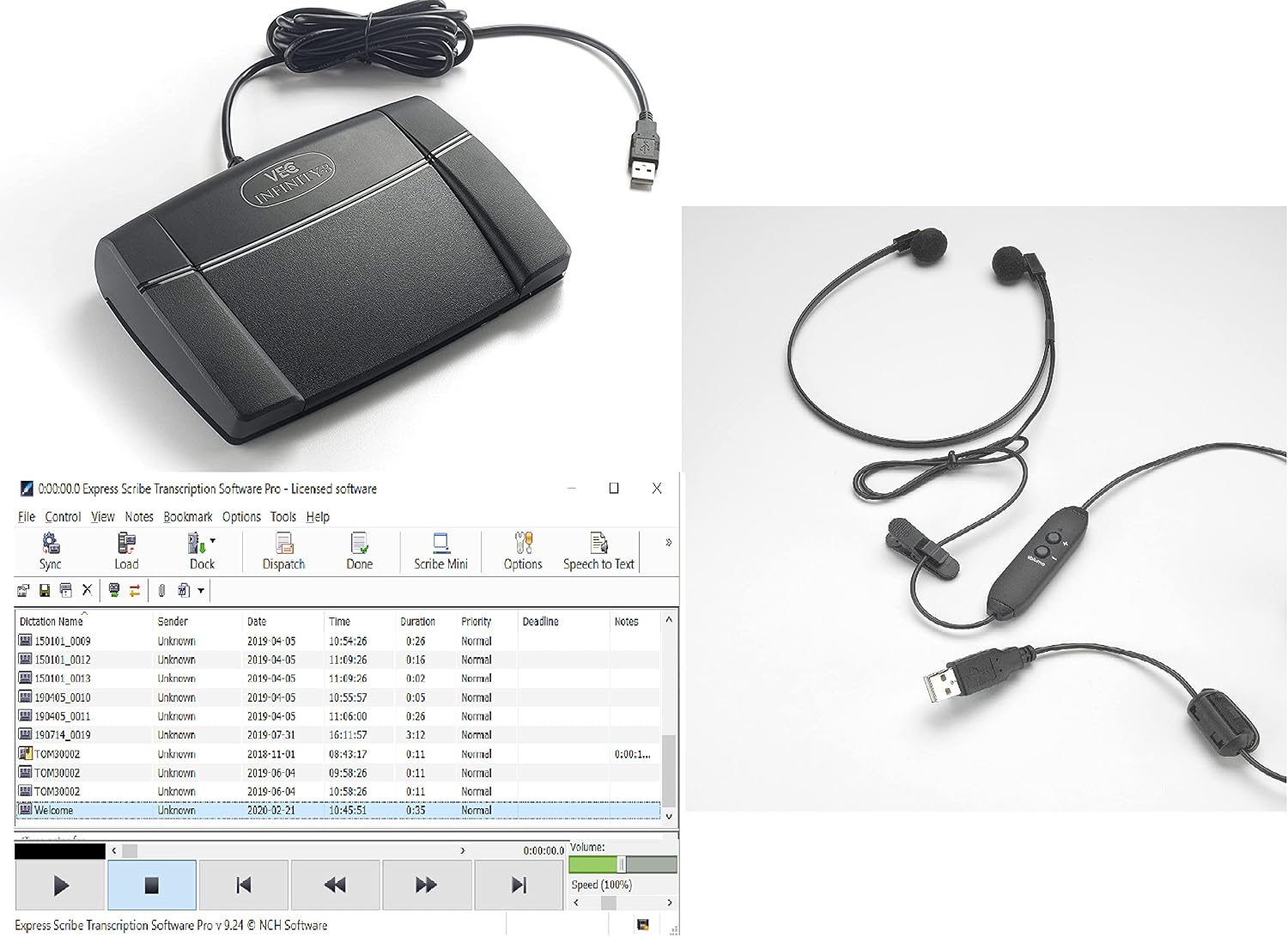 Infinity USB Foot Pedal for Transcription and Playback Training