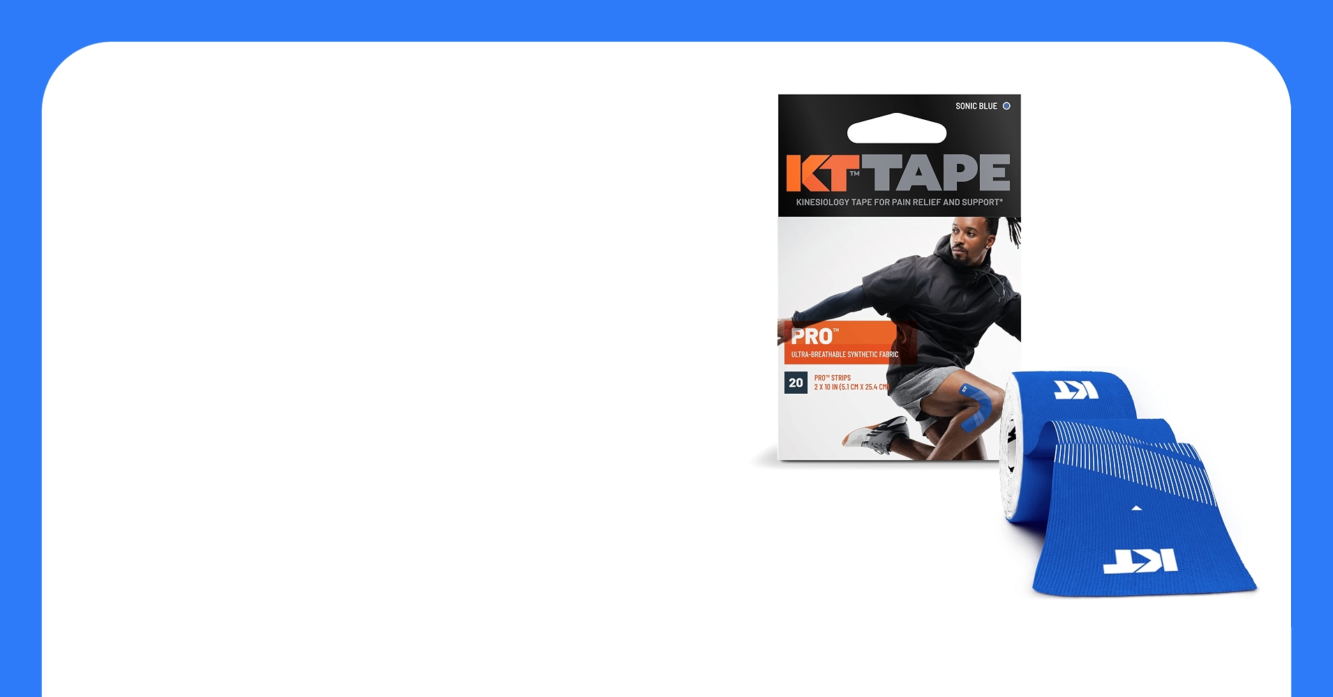 KT Tape Pro Synthetic Kinesiology Athletic Tape (20 Precut Strips)