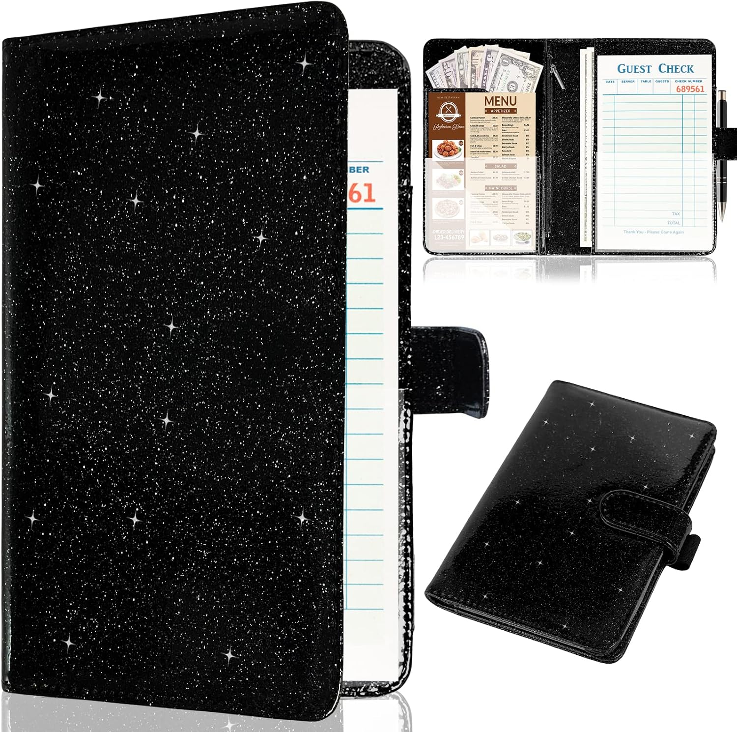 Professional Server Book - Leather Organizer with Zipper for Grant Meetings