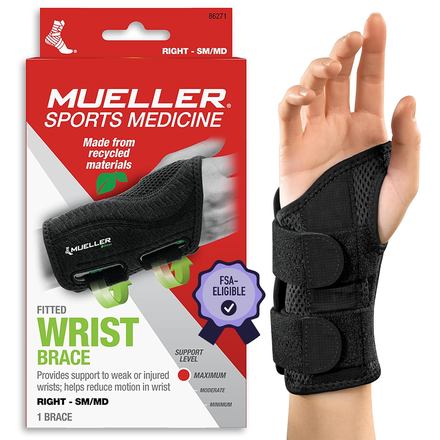 Mueller Sports Medicine Green Fitted Wrist Support Brace